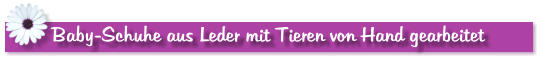 Baby-Schuhe aus Leder mit Tieren von Hand gearbeitet